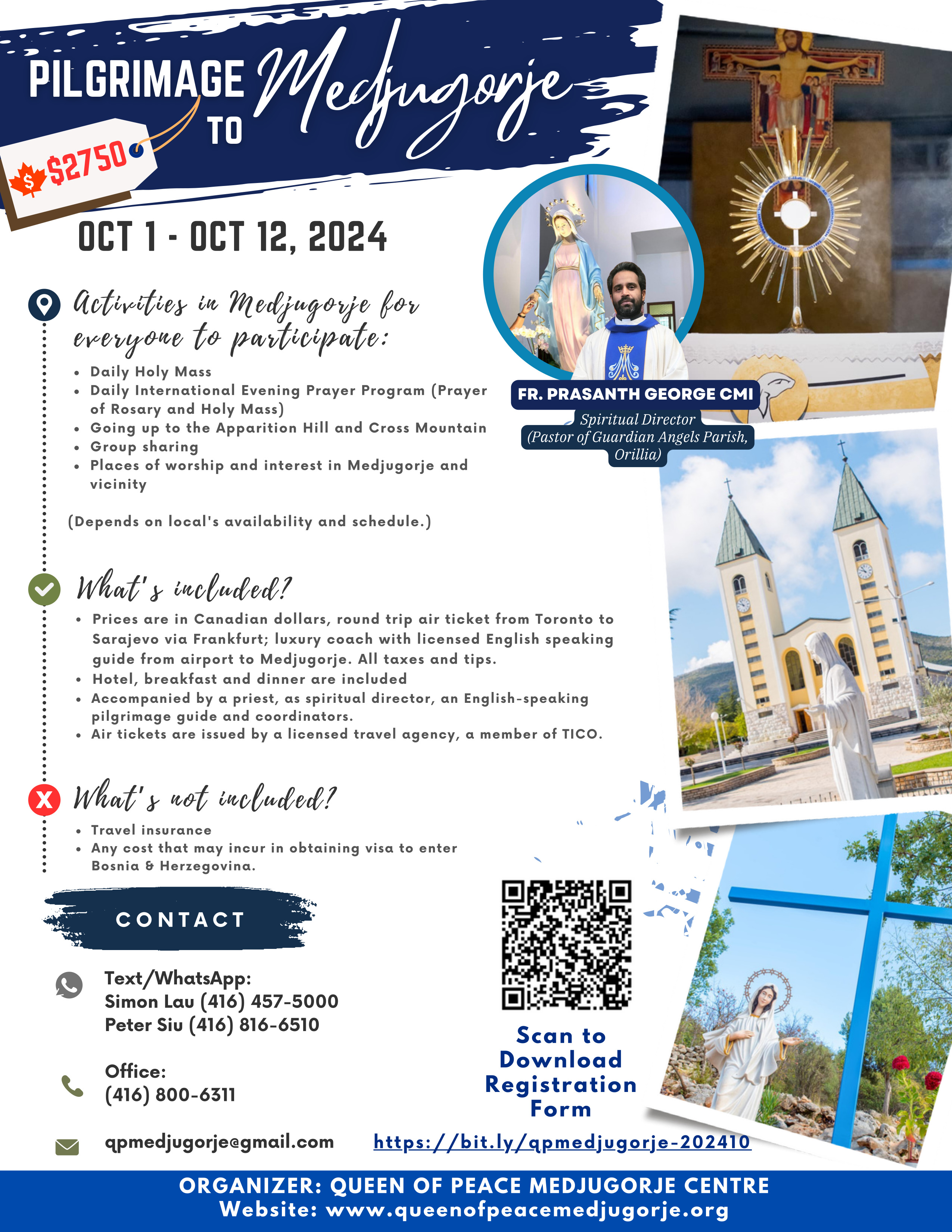 Oct 1 - 12, 2024 Pilgrimage Details